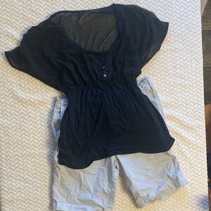 Converse Black Lace Detail sheer Shirt